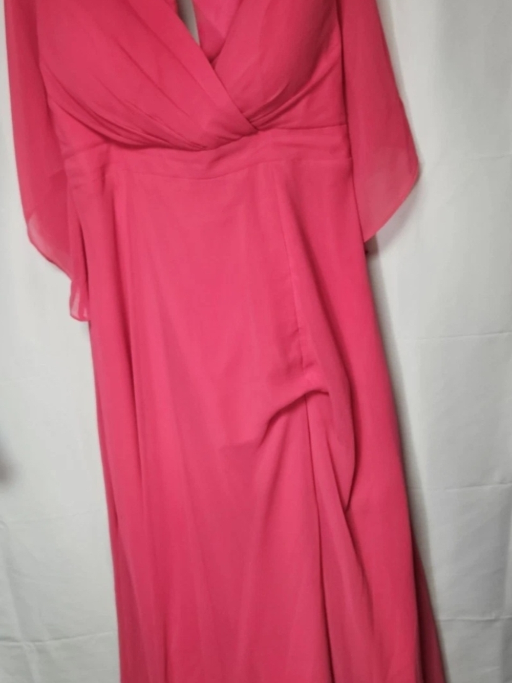 Fuchsia V-Neck Wrap Maxi Dress